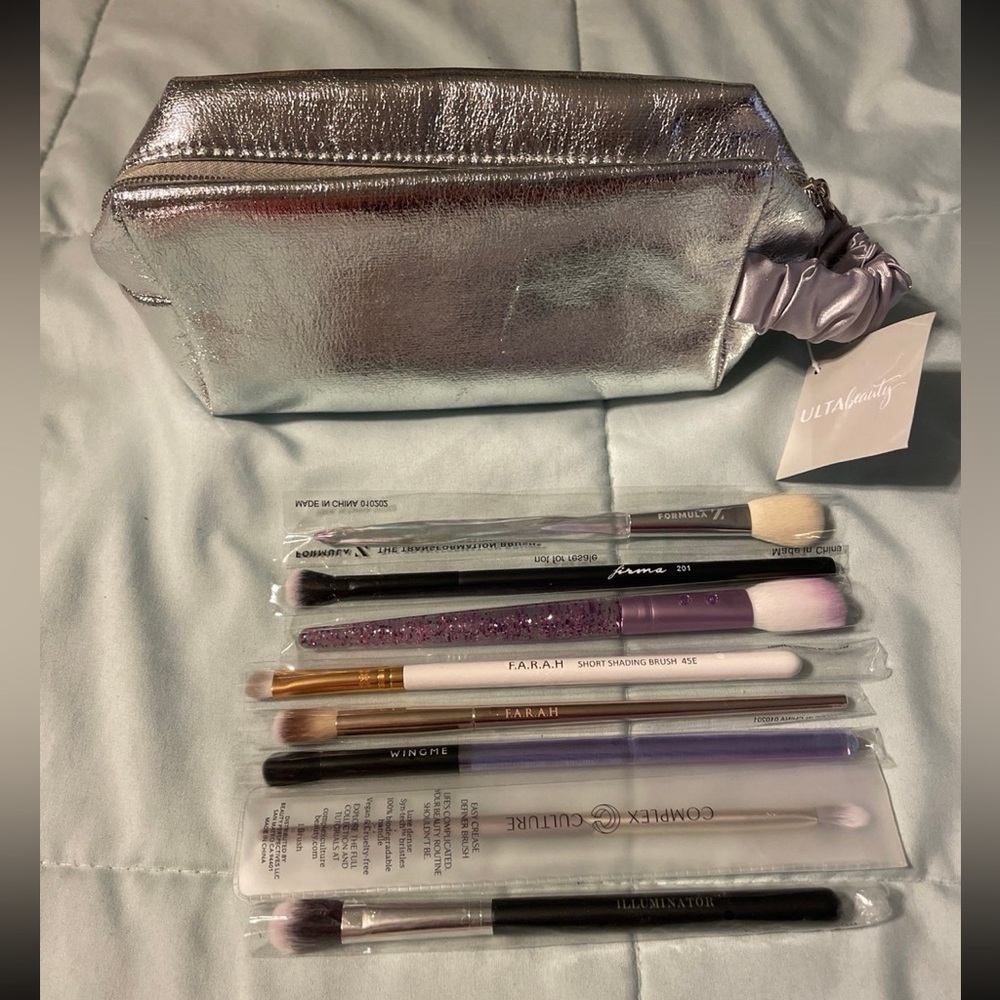 New makeup bag & brushes bundle farah, firm beauty, formula z, slmissglam & more